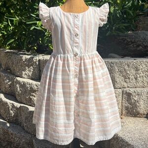 Max Studio Kids Pastel Striped Open Back Cotton Dress